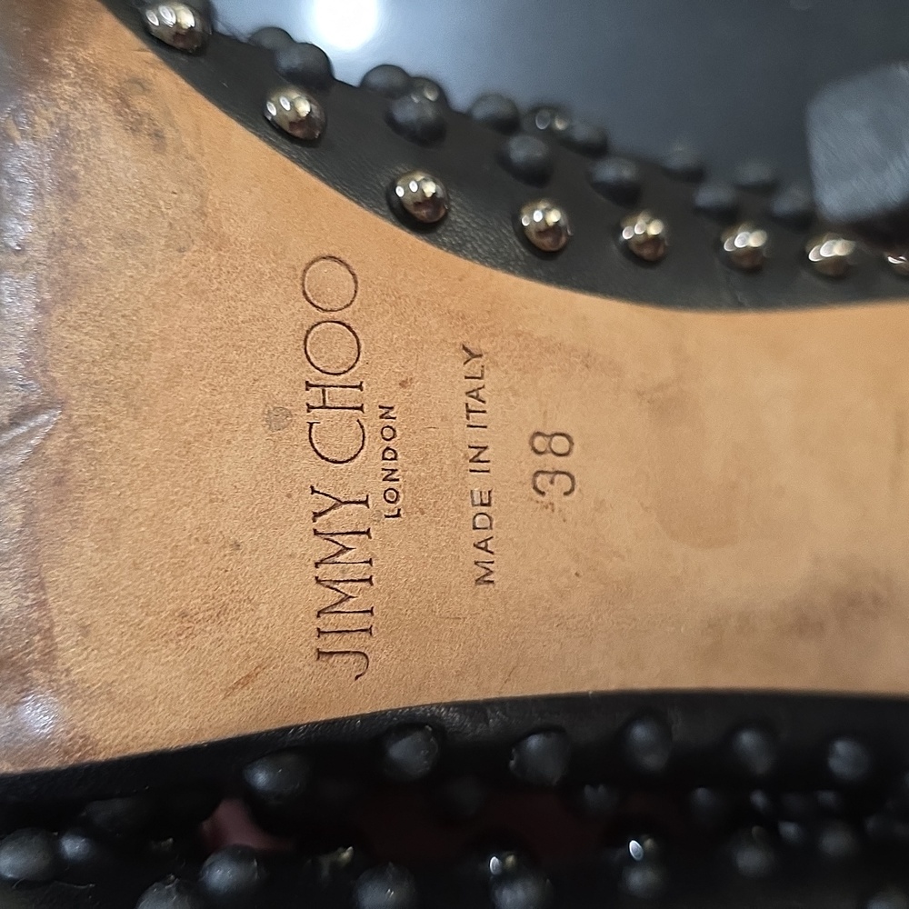 Jimmy Choo Abel Black Studded Leather Pointed Toe Stiletto Pumps Heels Size 8 - Picture 7 of 10